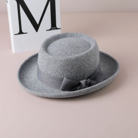 Vintage Bow British Wild Leisure Fashion Top Hat (Option: Gray-Free Size)