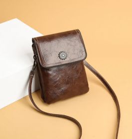 Fashion Simple Large Capacity Mobile Phone Bag Mini Crossbody Bag (Option: Brown)