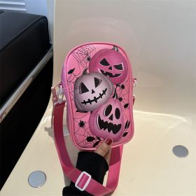 Halloween Graffiti Phone Bag Girls Funny Cartoon Pumpkin Ghost Bat Print Crossbody Bag For Women Mini Personality Creative Shoulder Bags (Option: Pink)