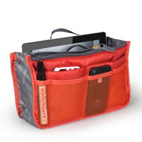 Women Lady Travel Insert Handbag Organizer Makeup Bags Toiletry Purse Liner With Hand Strap (Option: Orange)