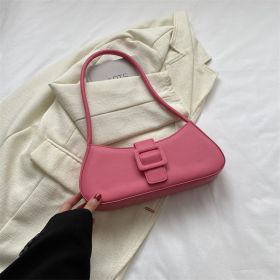 Western Style Shoulder Texture Crossbody Underarm Small Square Bag (Option: Rose Red)
