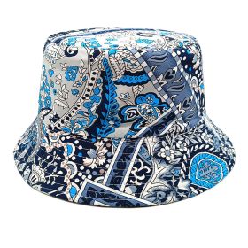 Paisley Bucket Hat Color Matching Printing Double-sided Wear (Option: Peacock Blue-M)