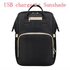 Portable Folding Crib Mummy Bag Portable (Option: Black Sunshade USB)