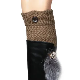 Women Winter Crochet Knit Leg Warmers (Option: Khaki)