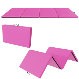 --Only Self Pickup--10 Ft. X 4 Ft. Quad Fold Gym Mat With Carrying Handle For Protective Flooring In Mixed Martial Arts, Gymnastics, And Home Gyms, 2 (Option: Pink)