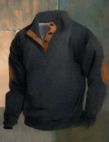 Stand Collar Long Sleeve Jacquard Knitted Pullover Sweater (Option: Dark Gray 2-XXL)
