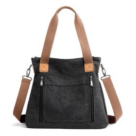 Women Totes All-match Portable Large-capacity Female Canvas Bag Female Casual Shoulder Bags (Option: Black)