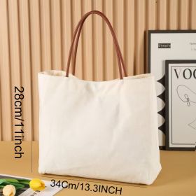 Canvas Tote Bag (Option: Beige white)