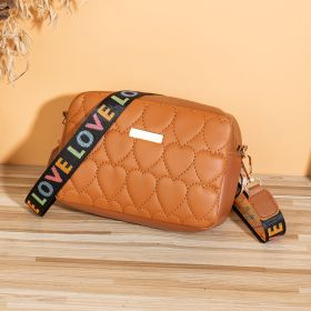 All-matching Casual Heart-shaped Embroidered Bag (Option: Brown)