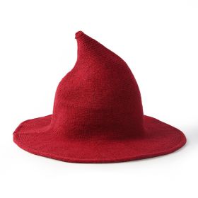 European And American Halloween Wool Wizard Hat (Option: Magenta-M 56to58cm)