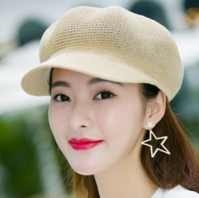 Summer Korean Version Is Good To Wear A Beret Hat (Option: Beige-adjustable)