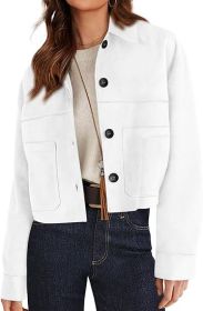 European And American Style Women Faux Suede Short Jacket Casual Lightweight Autumn Fashion (Option: White-S)