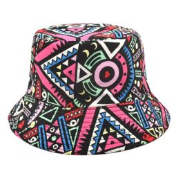 Printed Fisherman Hat Double-sided Can Wear Colorful Triangle Basin Hat (Option: Pink)
