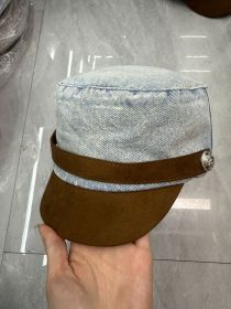 Japanese-style Retro Flat-top Cap Denim Women's Spring And Autumn Color Matching Flat Top (Option: Light Blue-Free Size)