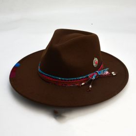 Wool-like Autumn And Winter Felt Cap British Woolen Hat (Option: Pendant Dark Brown-LorXL)