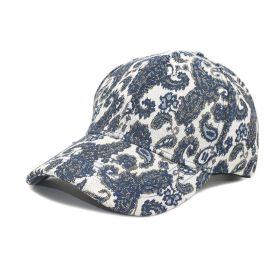 Spring And Summer Men And Women Baseball Cap Paisley Pattern Printed Baseball Cap (Option: Blue-M)