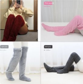 Over Knee High Fuzzy Long Socks Winter Warm Cold Leg Knee Joint Cold-proof Stockings Home Floor Sleeping Socks (Option: Set13-Average Size)