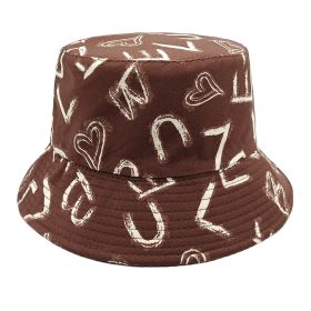 Love Letter Pattern Digital Printing Bucket Hat (Option: Brown-M)