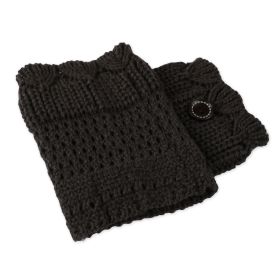 1Pair Women Winter Crochet Knit Leg Warmers (Option: Dark grey)