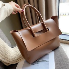 Fashion Women Shoulder Bags Large Capacity Handbags Simple Retro Tote Bags Solid Color Famous Brand High Quality Bags (Option: Brown)