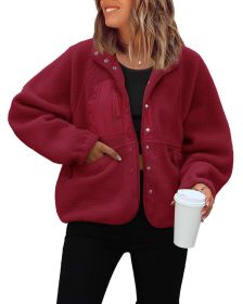 Polar Fleece Sports And Leisure Sweater Jacket Top (Option: Wine red-S)