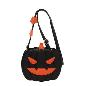 Halloween Bags Funny Pumpkin Cartoon Shoulder Crossbody Bag With Bat Personalized Creative Female Bag (Option: Black1)
