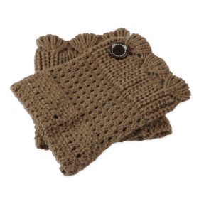 1Pair Women Winter Crochet Knit Leg Warmers (Option: Khaki)