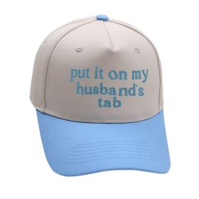 Put It On My Husbands Tab Trucker Embroidery Color Matching Baseball Cap (Option: Blue Beige-M)
