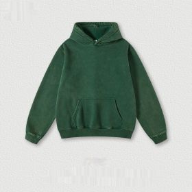 Men's Fashion Retro Velvet Padded Hooded Sweatshirt (Option: Dark Green-M-Tops)