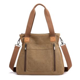 Women Totes All-match Portable Large-capacity Female Canvas Bag Female Casual Shoulder Bags (Option: Brown)