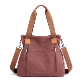 Women Totes All-match Portable Large-capacity Female Canvas Bag Female Casual Shoulder Bags (Option: Purple Coffee)