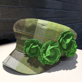 Elegant Checkered Lady's Hat (Option: Green)