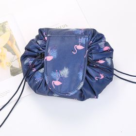 Animal Printing Large Capacity Drawstring Lazy Cosmetic Storage Bag (Option: Navy Blue Flamingo)