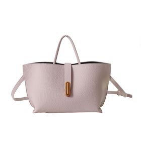 INS Litchi Pattern Shoulder Bag Fashion Zipper Bucket Bag High Capacity Totes Handbag For Women (Option: Bean Pink)
