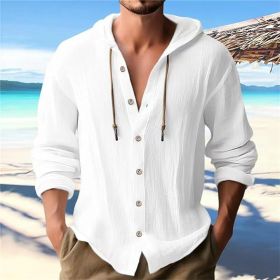 Men's Casual Long-sleeved Top (Option: White-S)
