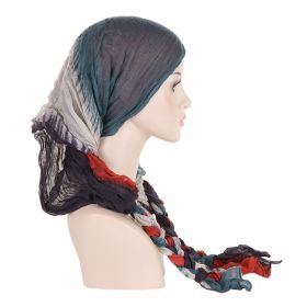 Tam-o'-shanter Hand-woven Braid Bandana Scarf Female Cap (Option: Dark Green Beige Red Gradient)