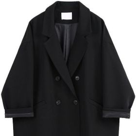 Korean Style Thin Looking Fashion Ins Vintage Blazer (Option: Black-S)