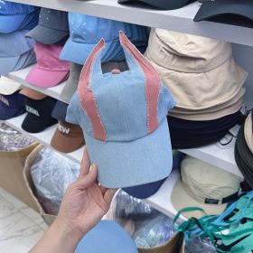 American Retro Denim Patch Ear Baseball Cap Waste Soil Style (Option: Light Blue-Head Circumference 54to59CM)