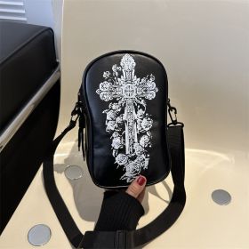 Halloween Graffiti Phone Bag Girls Funny Cartoon Pumpkin Ghost Bat Print Crossbody Bag For Women Mini Personality Creative Shoulder Bags (Option: Black Style2)