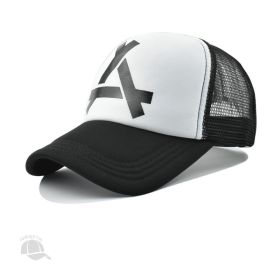 Men's Outdoor Leisure Peaked Cap Wide Brim Sunshade Breathable Net Cap (Option: Black And White-54cm)