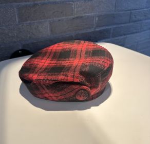Versatile Dome Hat And Retro Checkered Painter Hat (Option: Red)