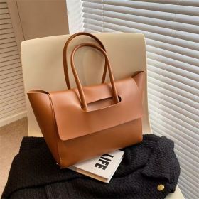 Fashion Women Shoulder Bags Large Capacity Handbags Simple Retro Tote Bags Solid Color Famous Brand High Quality Bags (Option: Light Brown)