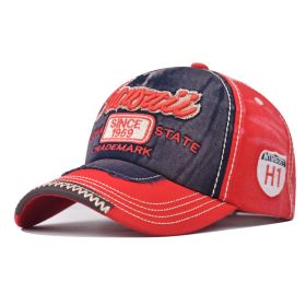 Men's And Women's Four Seasons Cowboy Hat Simple Sun-poof Peaked Cap (Option: Hawaiian Red-Adjustable)