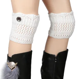 Women Winter Crochet Knit Leg Warmers (Option: White)