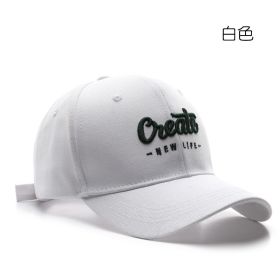 Korean Hat Women's All-match Face-looking Small Embroidered Letters (Option: White-Adjustable)