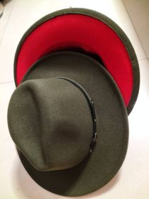 European And American Popular Woolen Top Color Matching Flat Brim Fedora Jazz Hat (Option: Army green inner red-M)