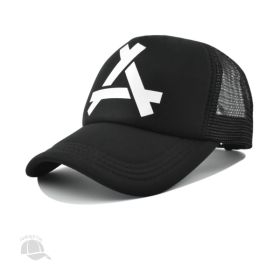 Men's Outdoor Leisure Peaked Cap Wide Brim Sunshade Breathable Net Cap (Option: Black-54cm)