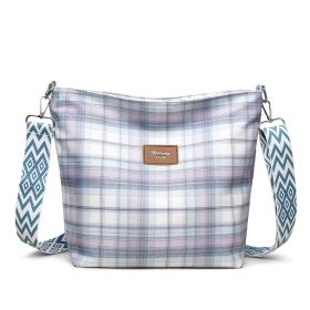Large Capacity Contrast Color Check One-shoulder Versatile Commuter Messenger Bag (Option: Light Blue)