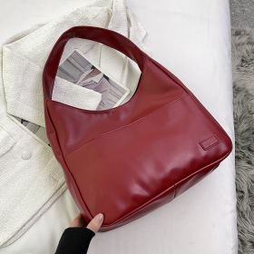 Fashion Tote Bag Large Capacity Casual Shoulder Bag Women's Commuting Handbag College Student (Option: Wine Red)