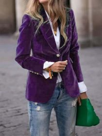 Women's Fashionable Elegant Solid Color Coat (Option: Purple-S)